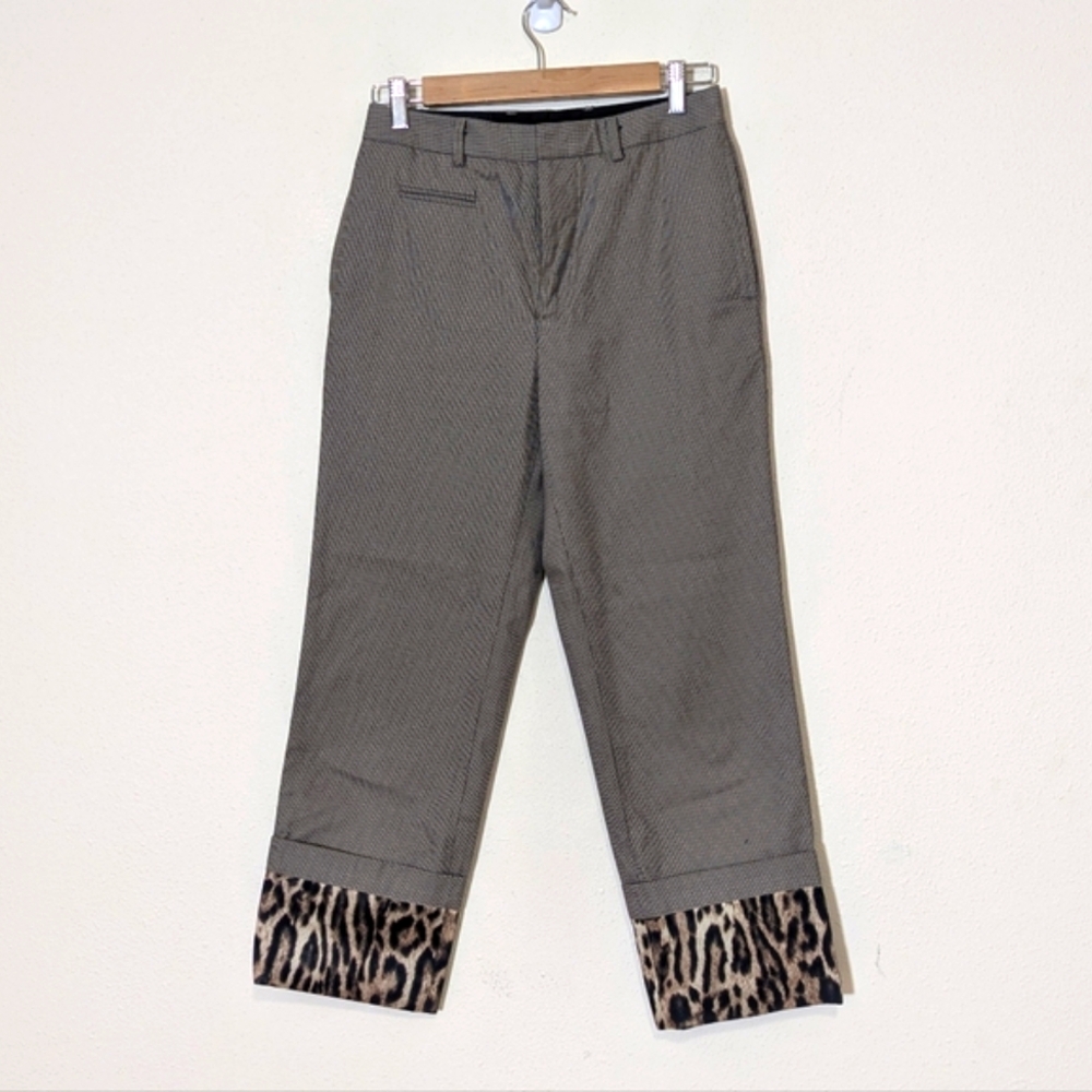 R13 Mini Houndstooth Trouser Leopard Print Silk Cuff 25 - Picture 4 of 11